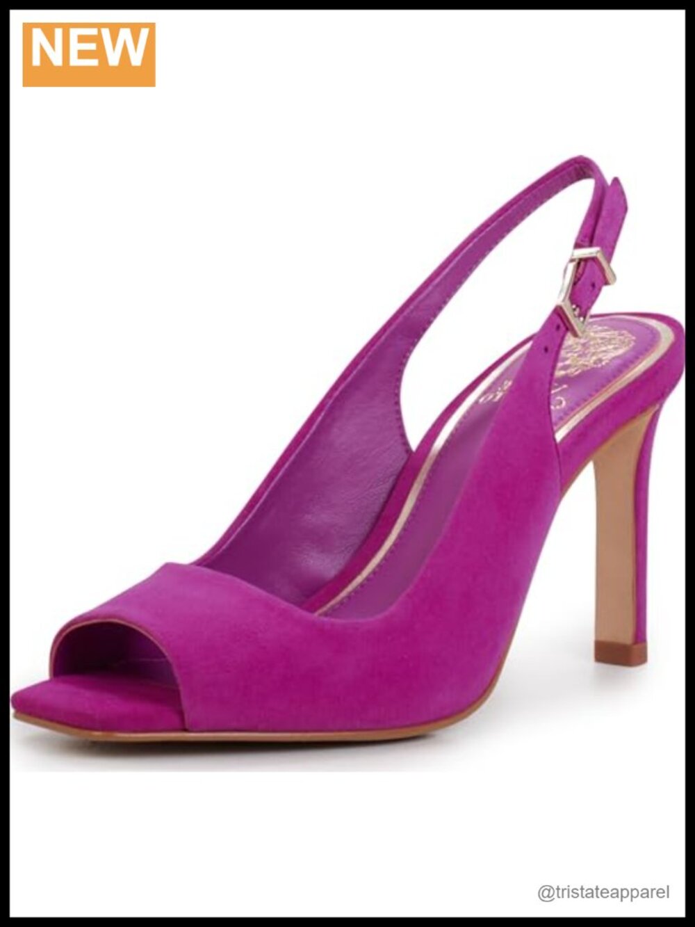 Vince Camuto Lidiya Mulberry Suede Slingback Peep Toe Stiletto Heel